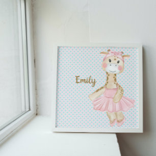 Whimsical Ballerina Giraffe Poster