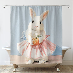 Whimsical Ballerina Hase Herbst  Duschvorhang
