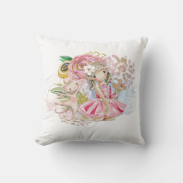 Whimsical Ballerina Name Florals Cat Florals Kissen