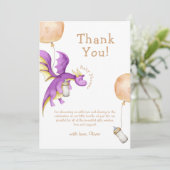 Whimsical Balloon Fairy Dragon Flasche Baby Dusche Dankeskarte (Stehend Vorderseite)