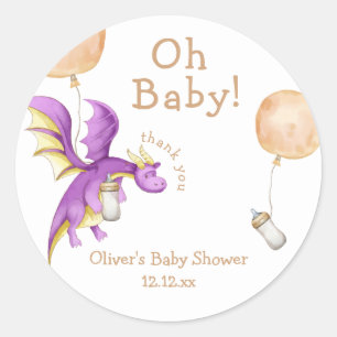Whimsical Balloon Fairy Dragon Flasche Baby Dusche Runder Aufkleber