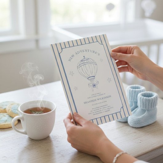 Whimsical Balloon Stripes Baby Sprinkle Invitation Einladung