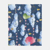 Whimsical Balloons: Watercolor Cloud Pattern Fleecedecke (Vorderseite)