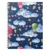 Whimsical Balloons: Watercolor Cloud Pattern Notizblock (Vorderseite)