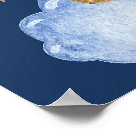 Whimsical Balloons: Watercolor Cloud Pattern Poster (Ecke)