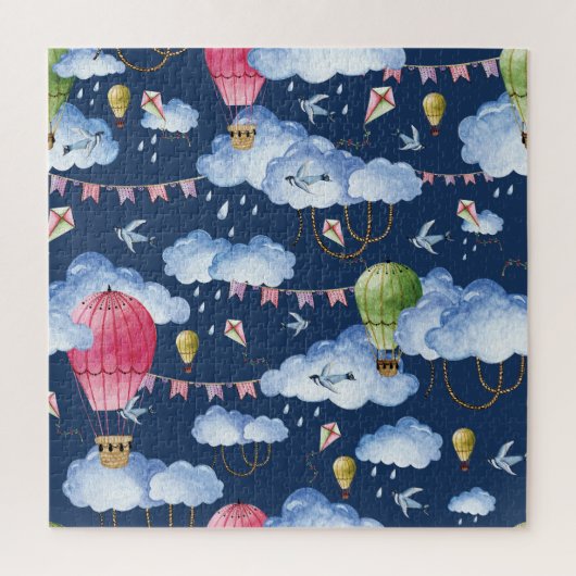 Whimsical Balloons: Watercolor Cloud Pattern Puzzle (Vertikal)