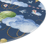 Whimsical Balloons: Watercolor Cloud Pattern Schneidebrett (Ecke)