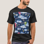 Whimsical Balloons: Watercolor Cloud Pattern T-Shirt (Vorderseite)