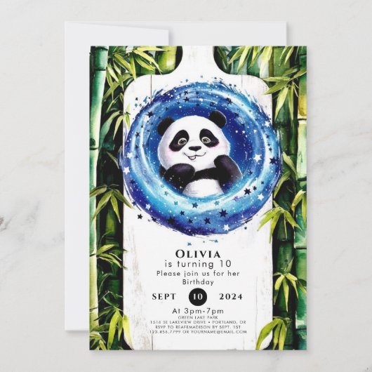 Whimsical Bamboo Panda Geburtstag Einladung (Vorderseite)