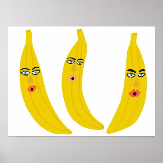 Whimsical Banana Trio Art Poster (Vorne)