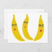 Whimsical Banana Trio Postkarte (Vorne/Hinten)