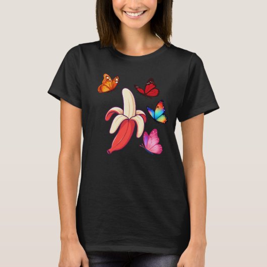 Whimsical Banana with Colorful Butterflies T-Shirt (Vorderseite)
