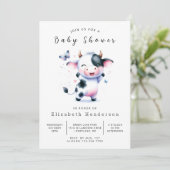 Whimsical Barn Calf Kuh Baby Dusche Einladung (Stehend Vorderseite)