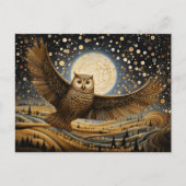 Whimsical Barn Owl im magischen Himmel Postkarte (Vorderseite)