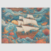 Whimsical Battleship AI-generiertes Design Seidenpapier (Vorderseite)