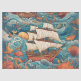 Whimsical Battleship AI-generiertes Design Seidenpapier