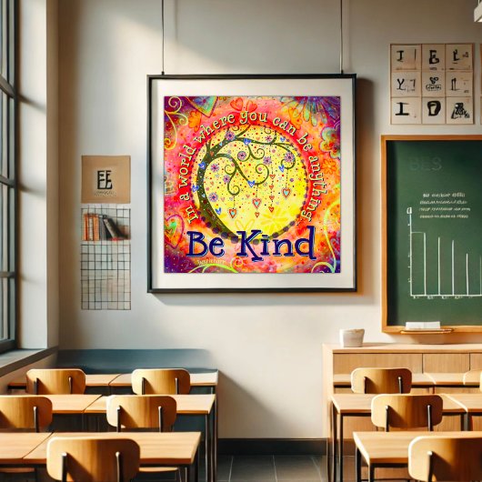 Whimsical "be kind" Inspirational Kindness School Poster