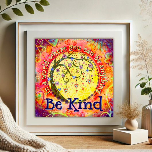 Whimsical "be kind" Inspirational Kindness School Poster