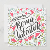 Whimsical Be My Valentine Benutzerdefinierter Name Karte (Vorderseite)