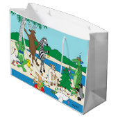 Whimsical Beach Animals Weihnachtsgeschenktasche Große Geschenktüte (Rückseite Schrägansicht)