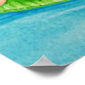 Whimsical Beach Babe Flamingo 3 Wasserfarbe 16x20 Poster (Ecke)