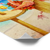 Whimsical Beach Babe Flamingo 4 Wasserfarbe 8x10 Poster (Ecke)