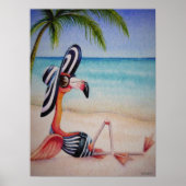 Whimsical Beach Babe Flamingo No. 1 Art 18x24 Poster (Vorne)