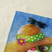 Whimsical Beach Babe Flamingo No. 2 Watercolor Art Strandtuch (Beispiel)