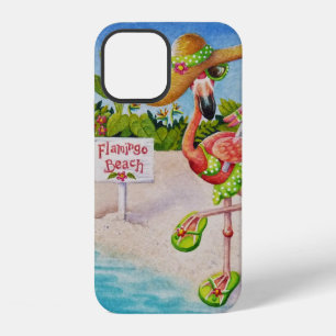 Whimsical Beach Babe Flamingo Nr. 2 Wasserfarben-K iPhone 12 Hülle