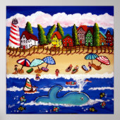 Whimsical Beach Cape Cod Whale Folk Art Poster (Vorne)