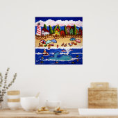 Whimsical Beach Cape Cod Whale Folk Art Poster (Küche)
