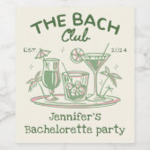 Whimsical Beach Green Cocktail Junggeselinnen-Absc Weinetikett (Einzelnes Label)