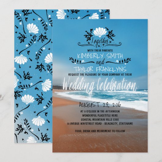 Whimsical Beach Hochzeit Einladung (Vorne/Hinten)