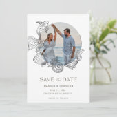 Whimsical Beach Hochzeit in Urlaubsort Save the Da Save The Date (Stehend Vorderseite)