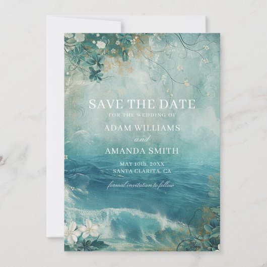 Whimsical Beach Hochzeit in Urlaubsort Save The Date (Vorderseite)
