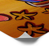 Whimsical Beach Regenschirm Livemusik Folk Art Pos Poster (Ecke)