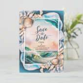 Whimsical Beach Wedding Save The Date (Stehend Vorderseite)