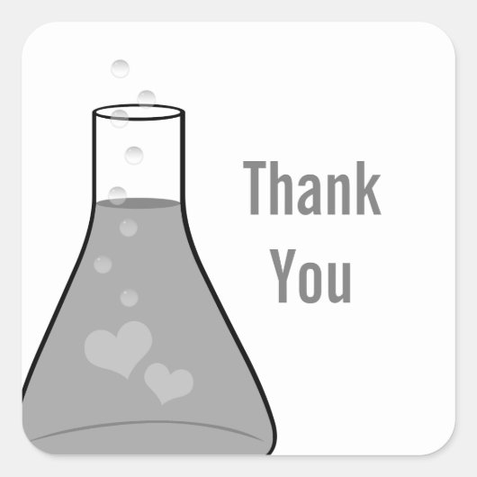 Whimsical Beaker Danke Stickers, Grau Quadratischer Aufkleber (Vorderseite)