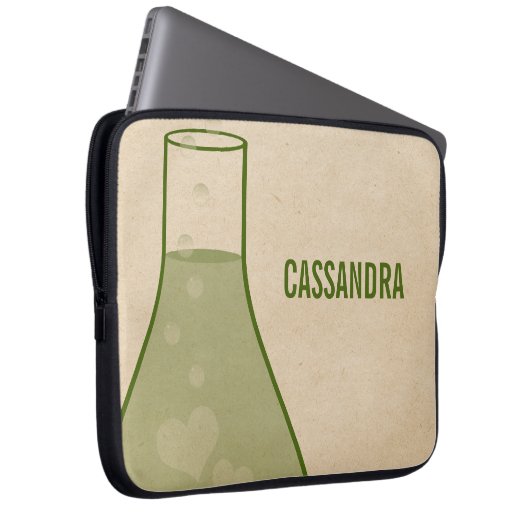 Whimsical Beaker Electronics Sleeve, grün Laptopschutzhülle (Vorne Rechts)