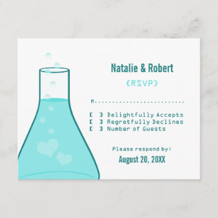 Whimsical Beaker Response Card, Aqua RSVP Karte