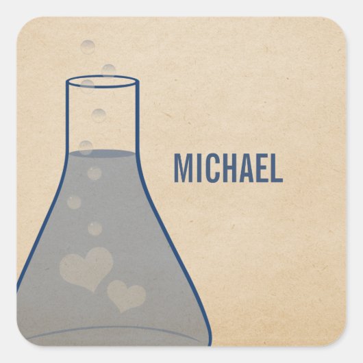 Whimsical Beaker Stickers, blau Quadratischer Aufkleber (Vorderseite)