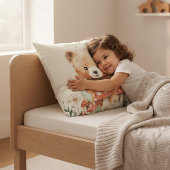 Whimsical Bear Mushroom Watercolor Childrens Room Kissen