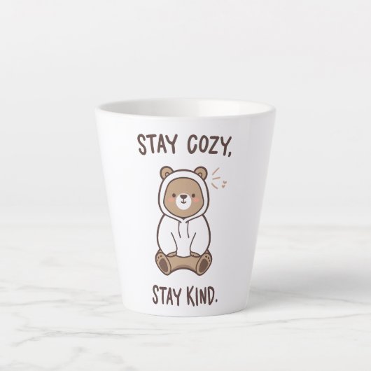 Whimsical Bear with Positive Kindness Quote Milchtasse (Vorderseite)