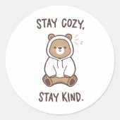 Whimsical Bear with Positive Kindness Quote Runder Aufkleber (Vorderseite)