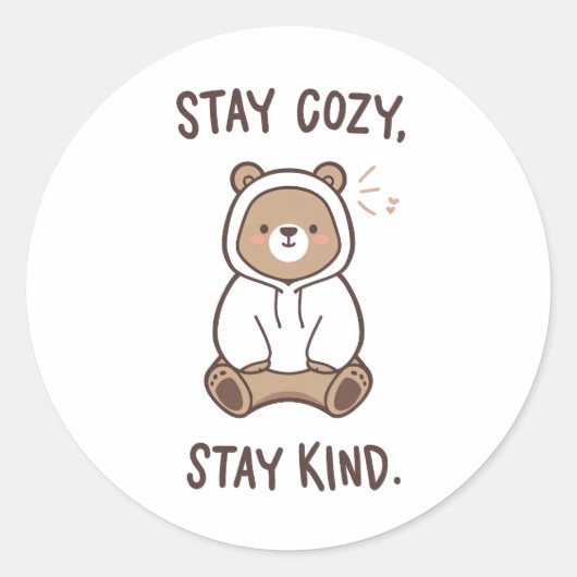 Whimsical Bear with Positive Kindness Quote Runder Aufkleber (Vorderseite)