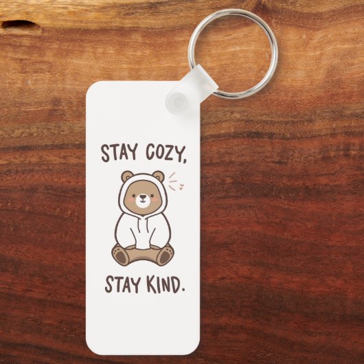 Whimsical Bear with Positive Kindness Quote Schlüsselanhänger (Rückseite)