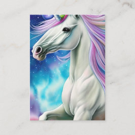 Whimsical Beautiful White Unicorn Pferd mit Flowi Visitenkarte