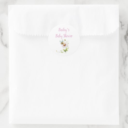 Whimsical Bee Baby Dusche Runder Aufkleber (Tasche)