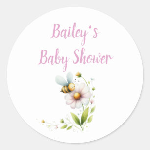 Whimsical Bee Baby Shower  Runder Aufkleber