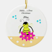 Whimsical Bee Baby's First Christmas Keramikornament (Vorne)